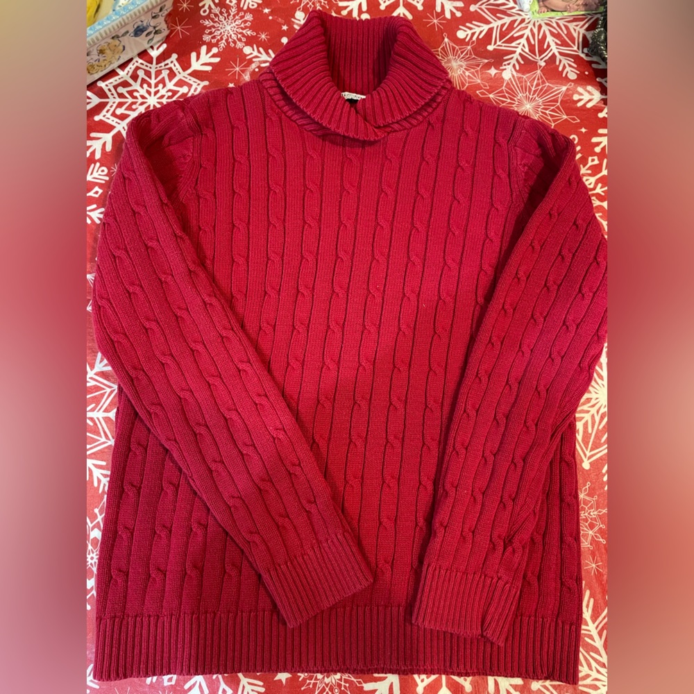 Liz & Co. Red cable knit sweater